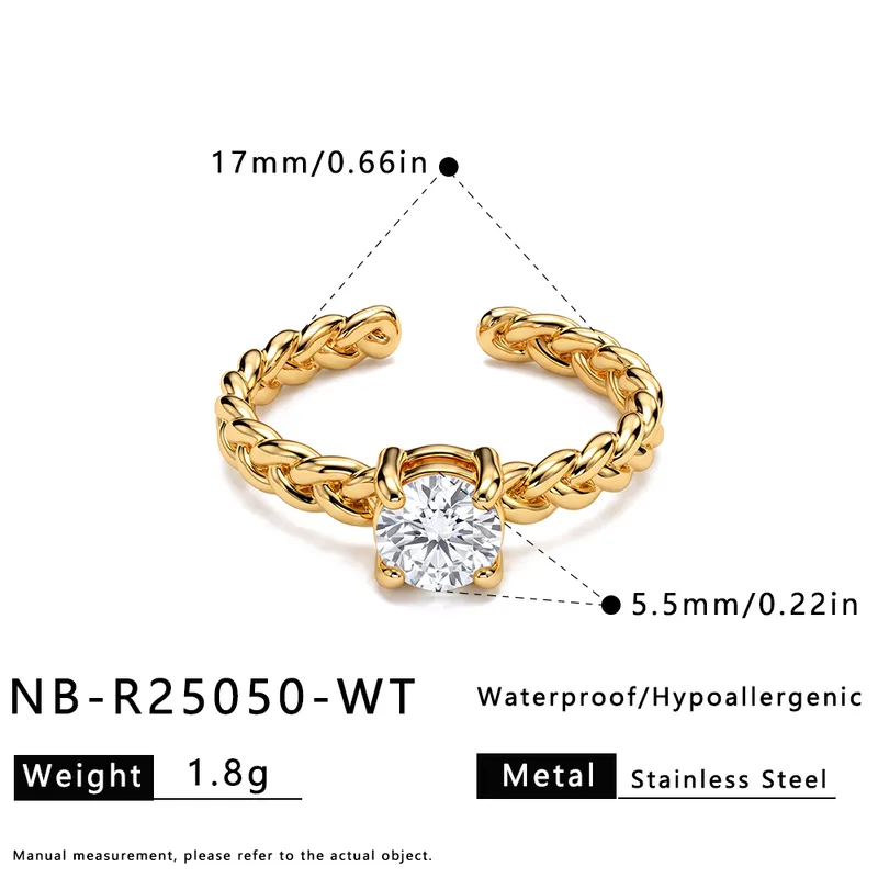 White Zirconia Adjustable Ring 