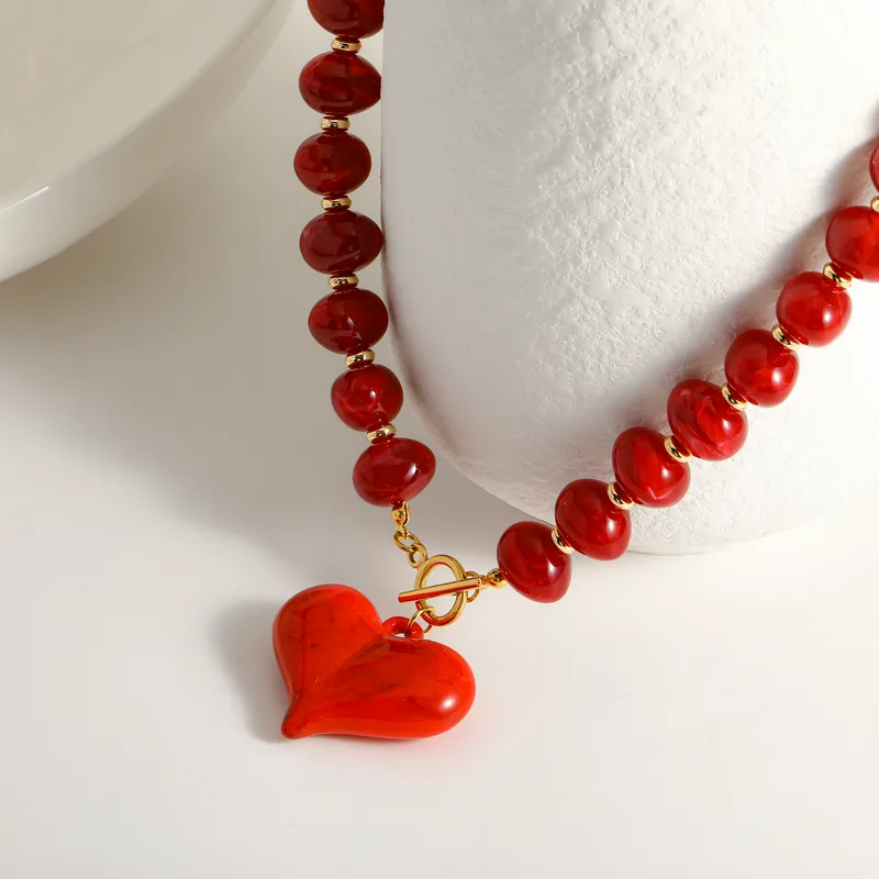 Colorful Chunky Heart Necklaces 