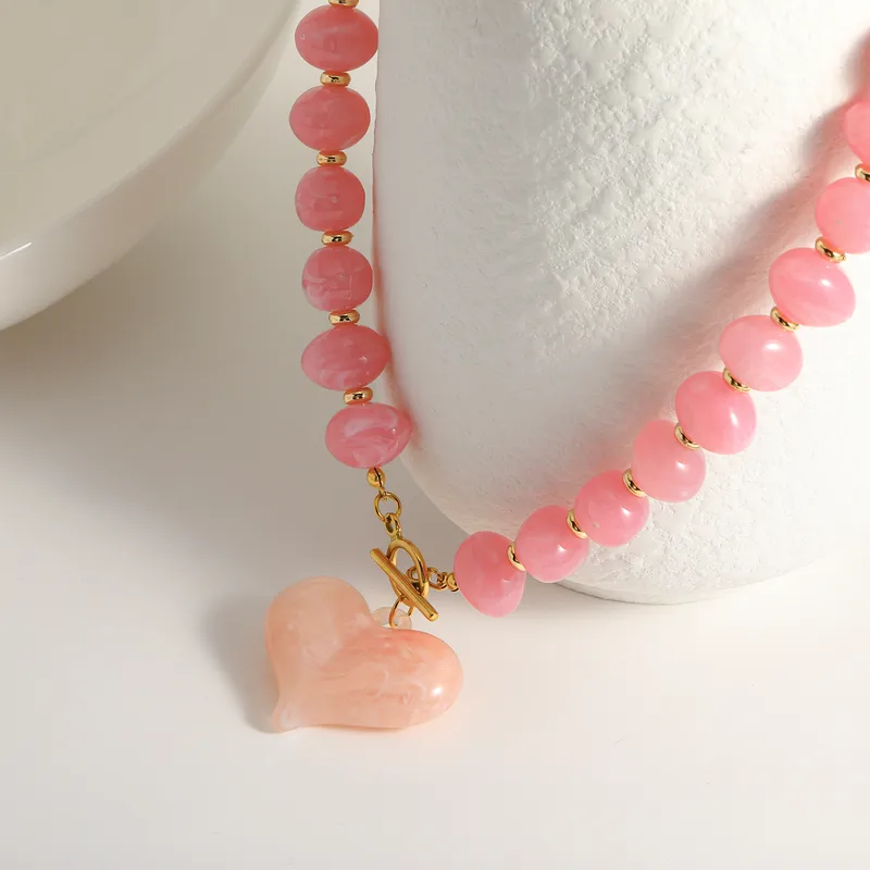 Colorful Chunky Heart Necklaces 