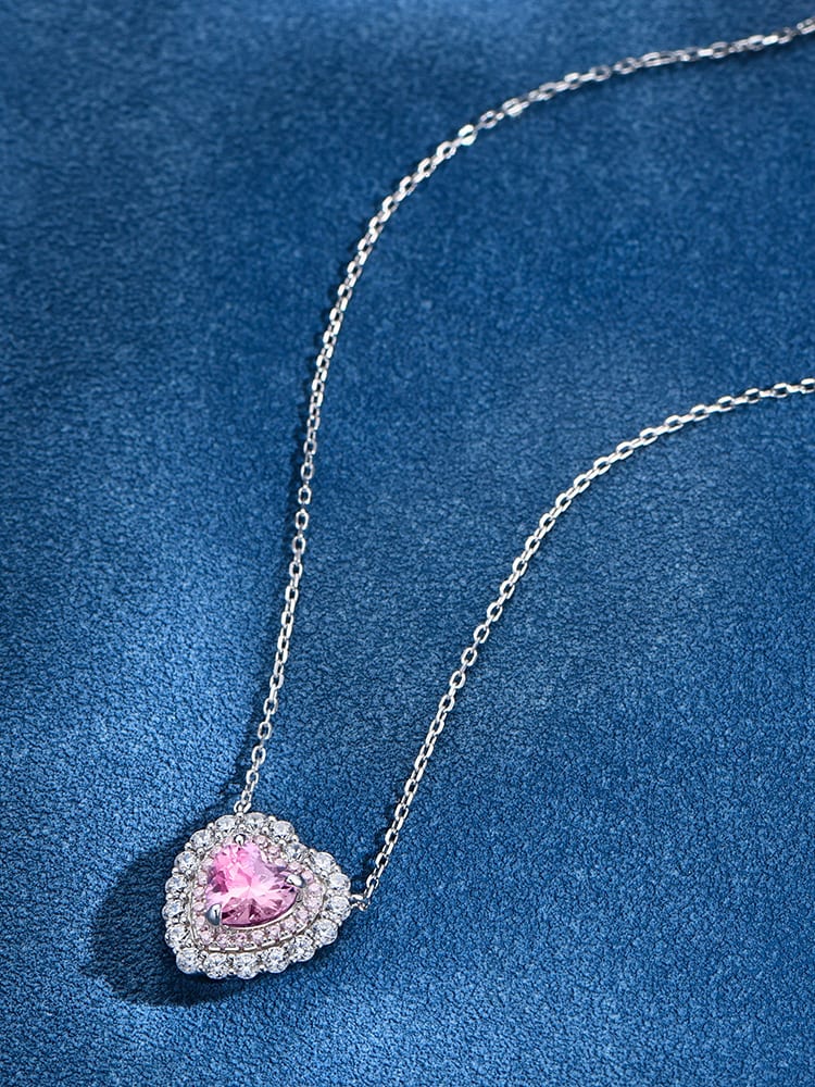 Pink Heart Necklace S925