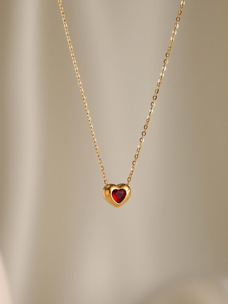 Red Heart Titanium Necklace