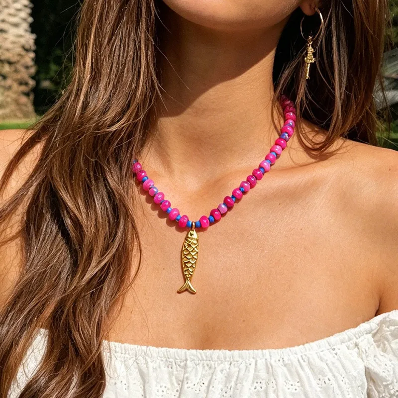 Fucsia Fish Necklace