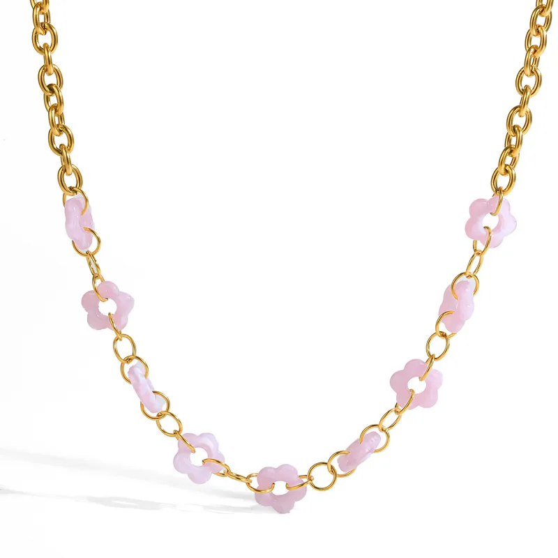 Pink Flowers Necklace