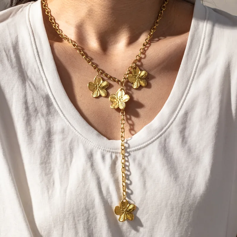 Flowers Lariat Necklace