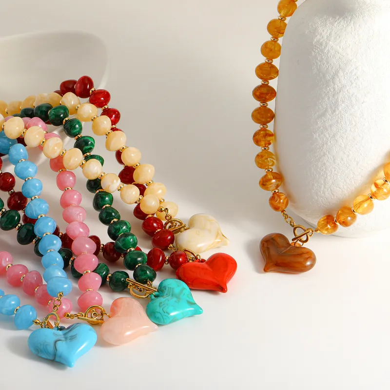 Colorful Chunky Heart Necklaces 