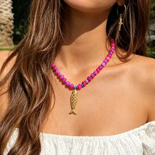 Fucsia Fish Necklace