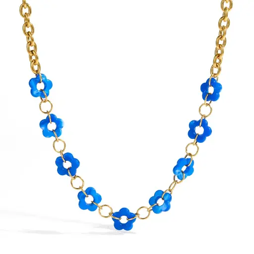 Blue Flowers Necklace