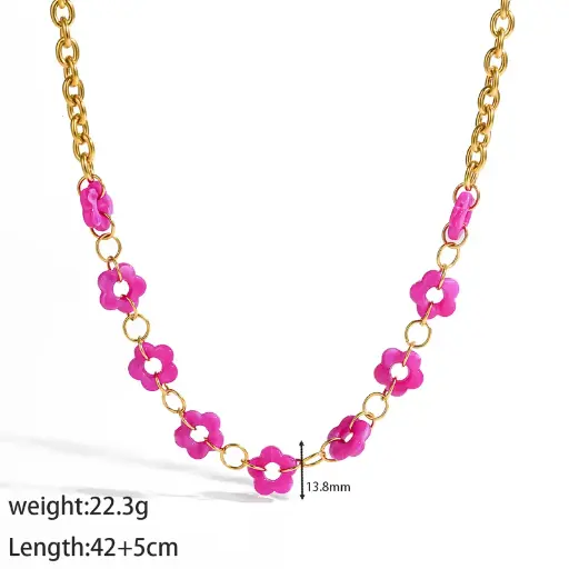 Fucsia Flowers Necklace 