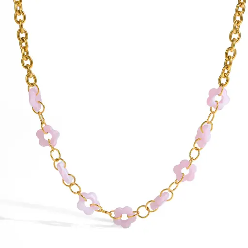 Pink Flowers Necklace